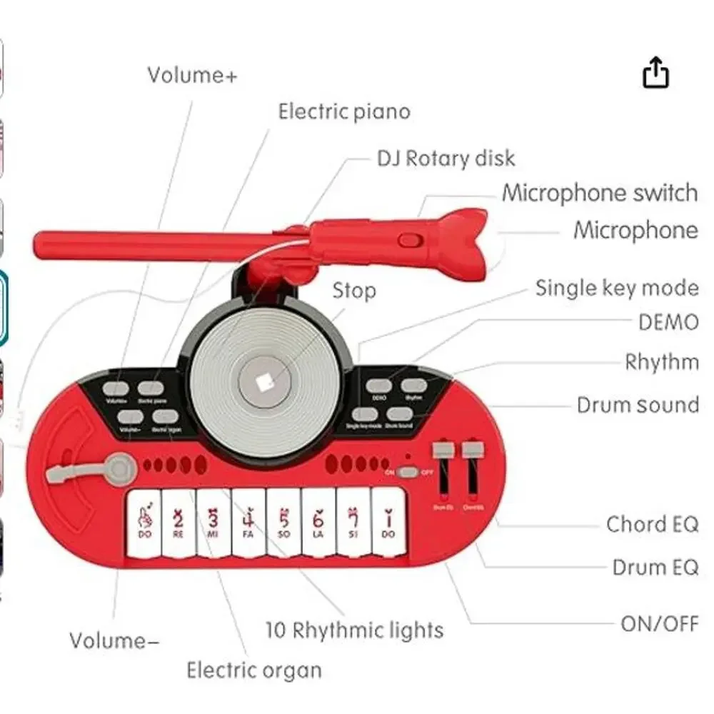 DJ Mixer Piano Toy - Piano Musical Instrument with Microphone